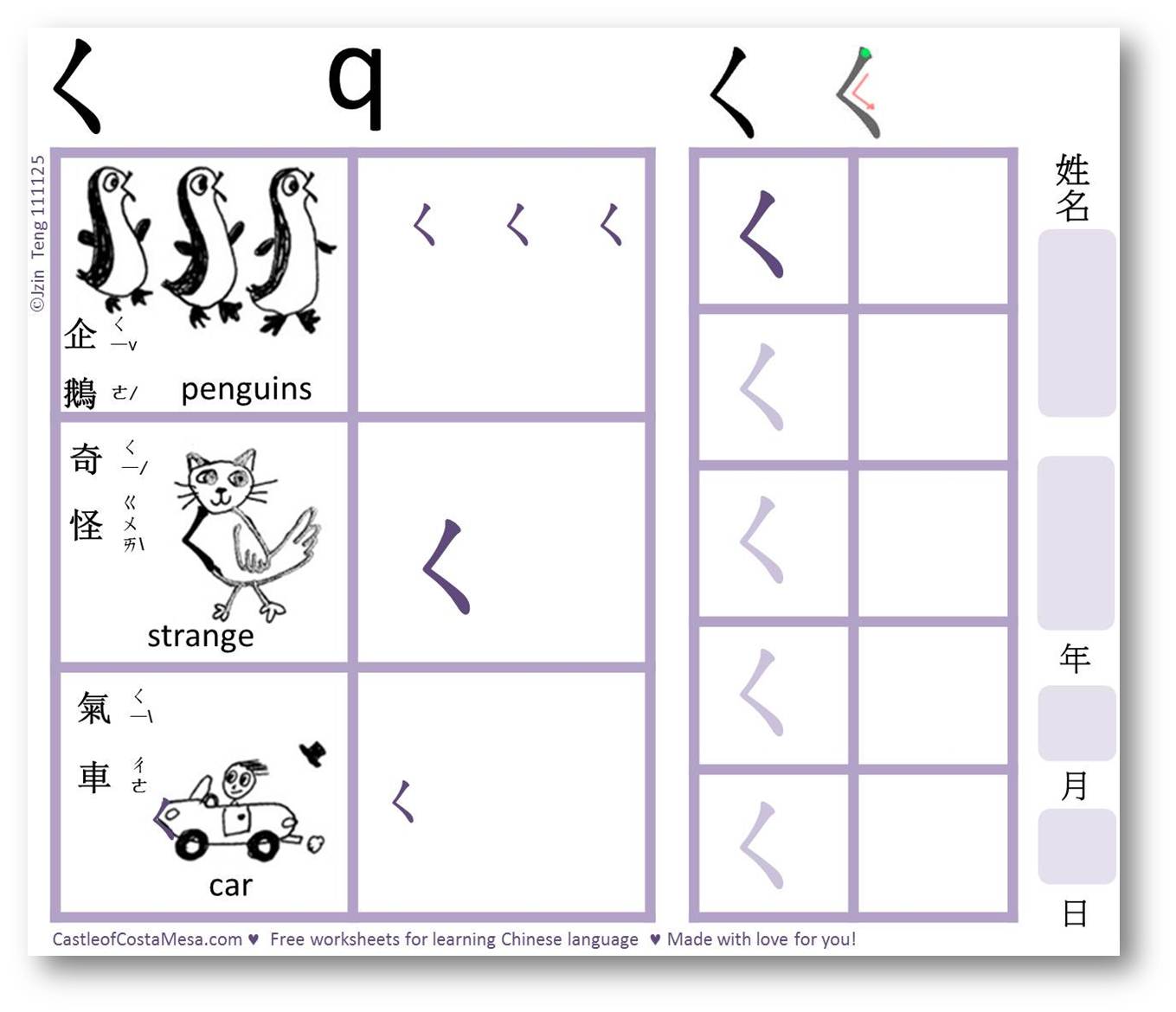 Bopomofo Chart