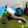 July 2012 version Snow White and Rose Red handmade needle felted fairy tale puppet theater dolls by CastleofCostaMesa.com