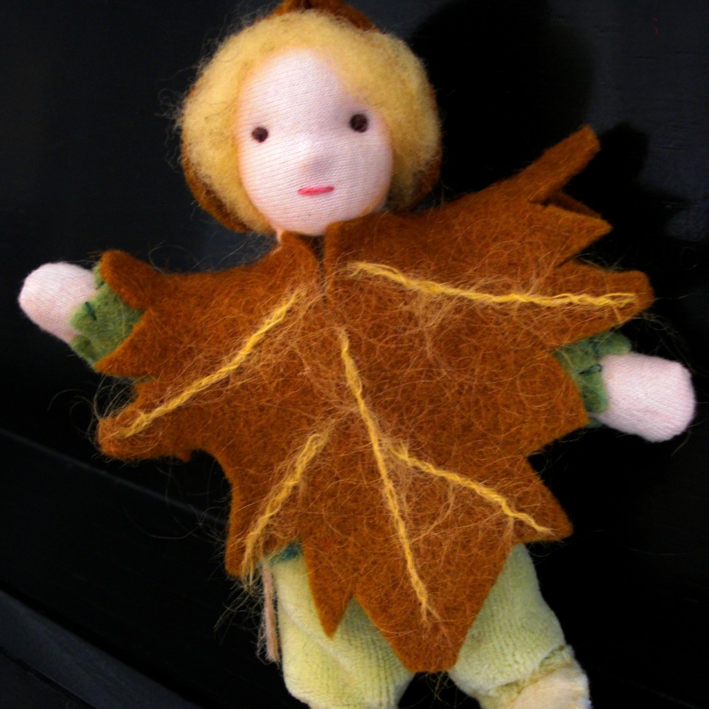 130920 square. Maple Leaf child for Waldorf Fall Seasons Table waving