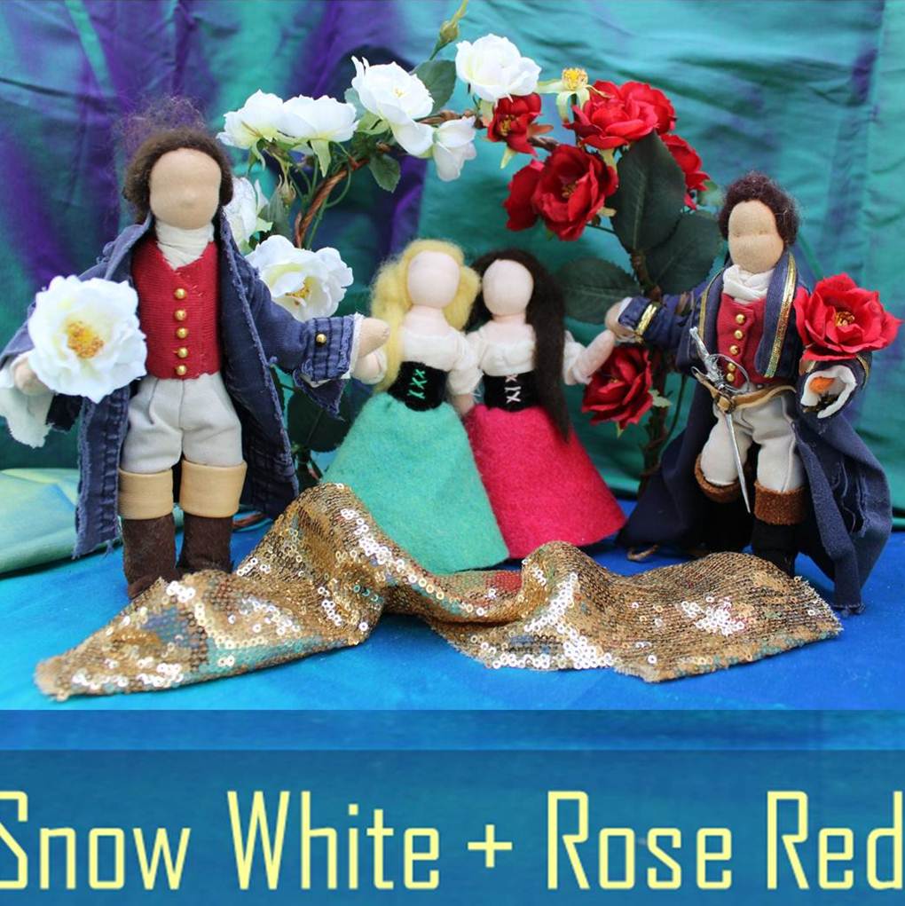 Square Snow White and Rose Red. Handmade Homespun Fairy Tale Puppet Theater. Waldorf. CastleofCostaMesa.Com