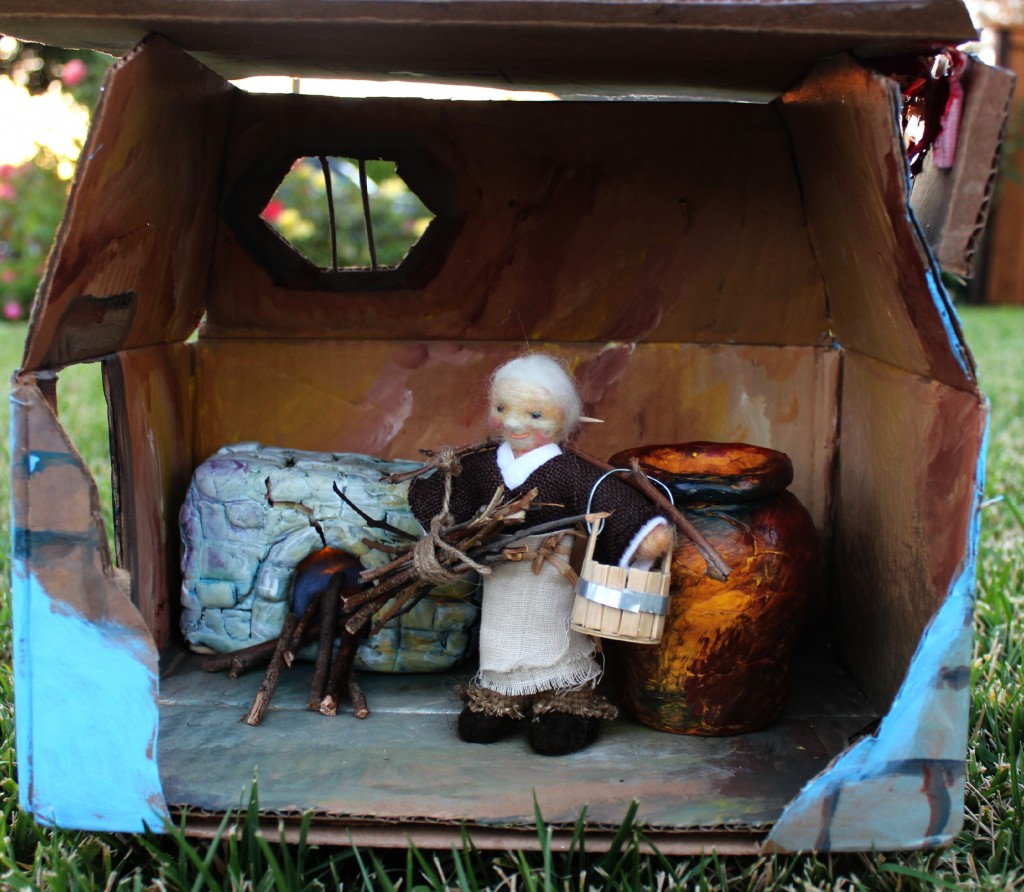 Old Grandmother inside tiny cottage.