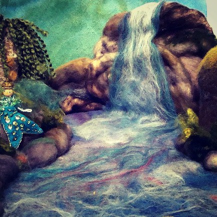 130117 Inspiration for our craft group wet felted playscape.Needle Felted Mermaid and Waterfall and Lagoon by PhaedraPhoenix. square