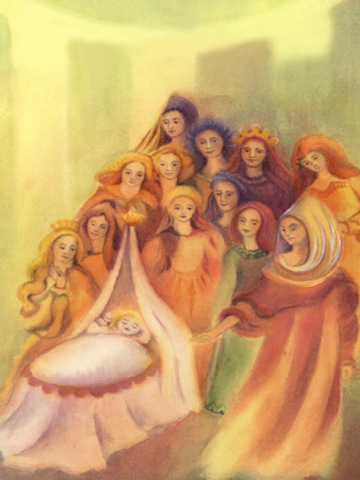 130117 Sleeping Beauty illustrated by Martina Müller. Blessings of infant