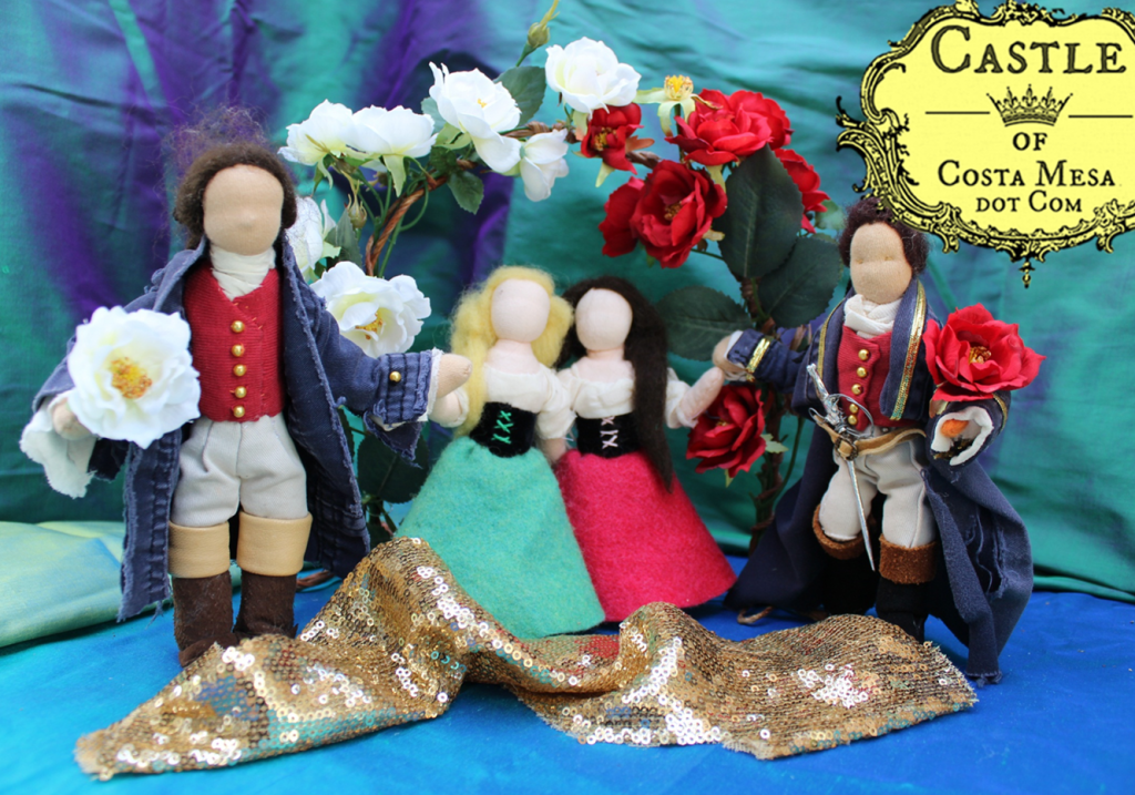 Snow White and Rose Red wedding scene. Handmade and homespun puppet theatre by CastleofCostaMesa.com