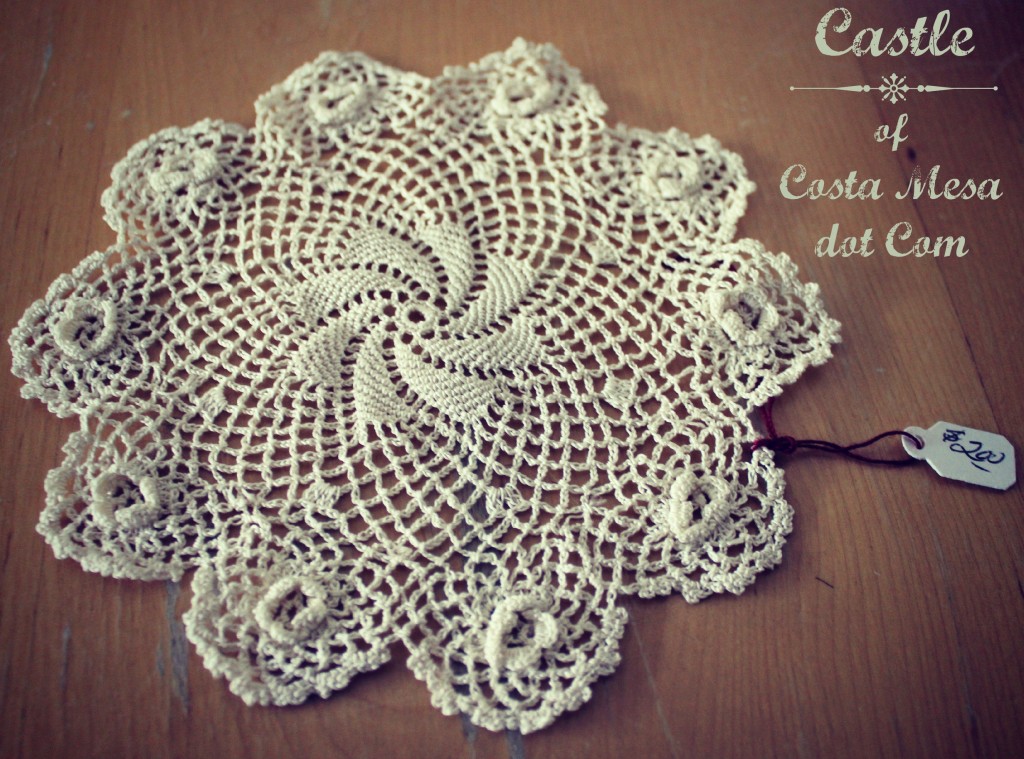 Vintage doily from Piecemakers Country Store, Costa Mesa, California, USA