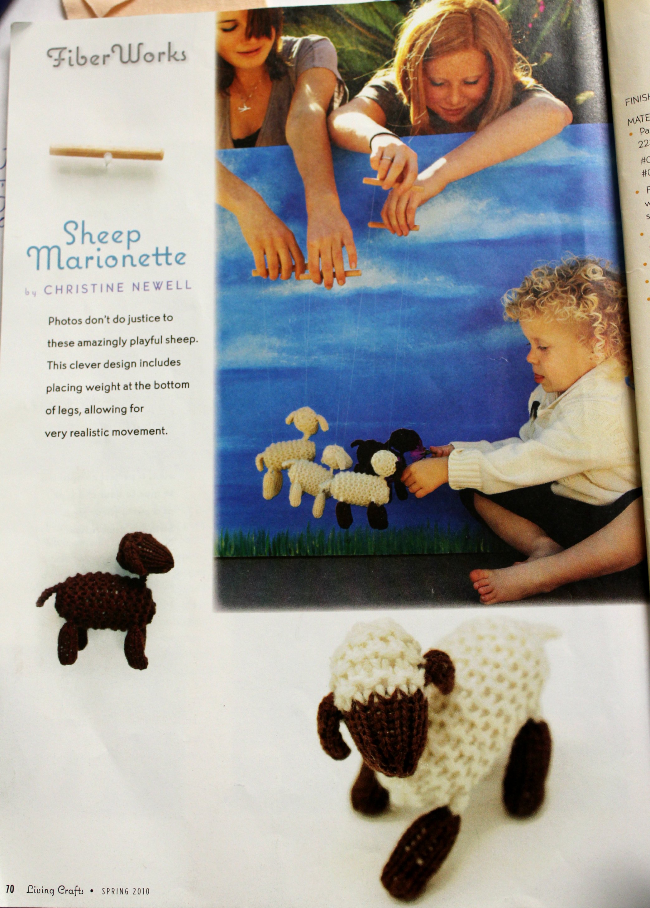 130116 Spring 2010 Living Crafts Magazine. Christine Newell's Sheep Marionette Tutorial. Fiber Works first page