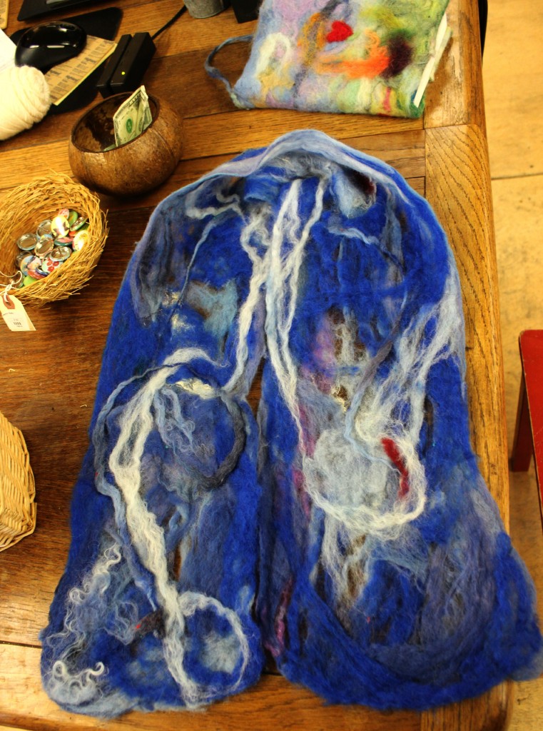 130129 Rachel's blue Artfelt scarf completed
