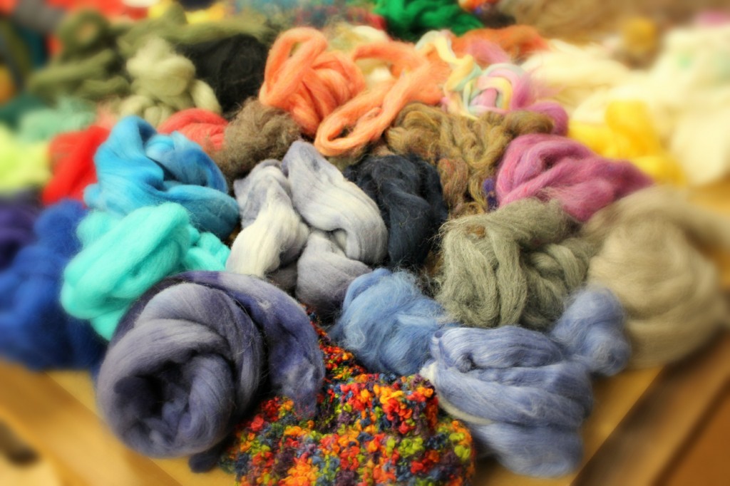 130130 Generous donation of colorful wool roving by Julie Fish for our craft group project Gala donation