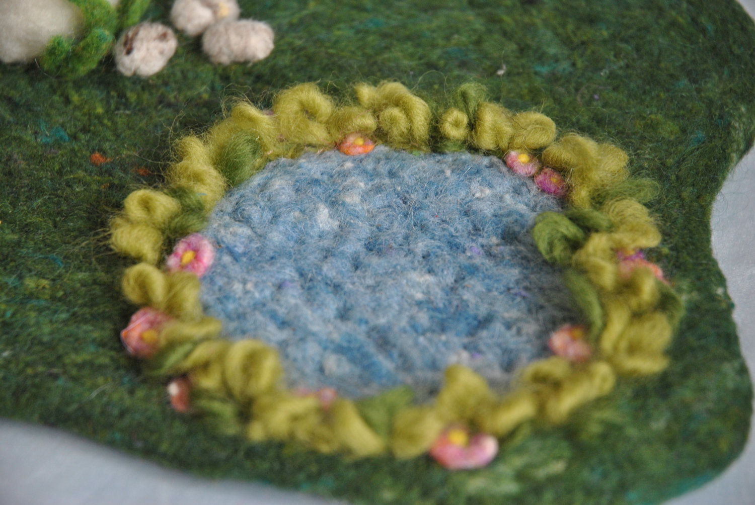 A Sweet little felt pond ringed by wildflowers by Marcela on Etsy