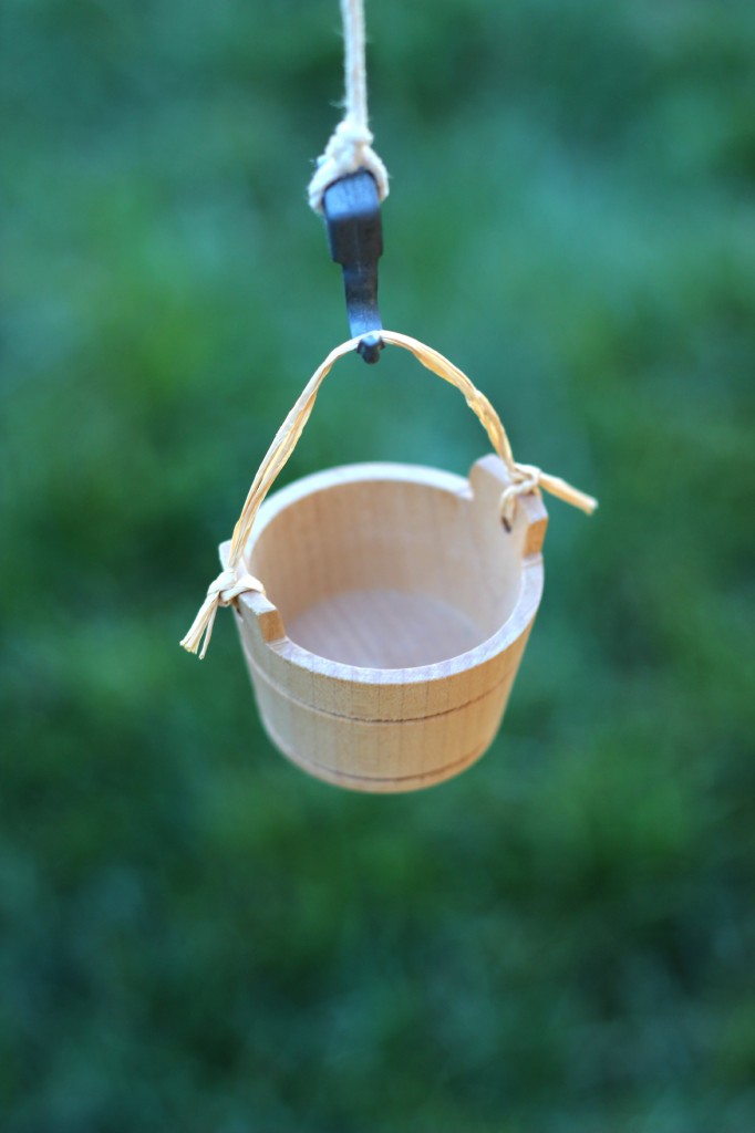 Miniature wooden bucket for Magic Fairy Tree House Set