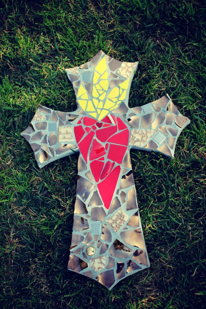 130206 Rachel Skelly's mosaic heart on fire crucifix