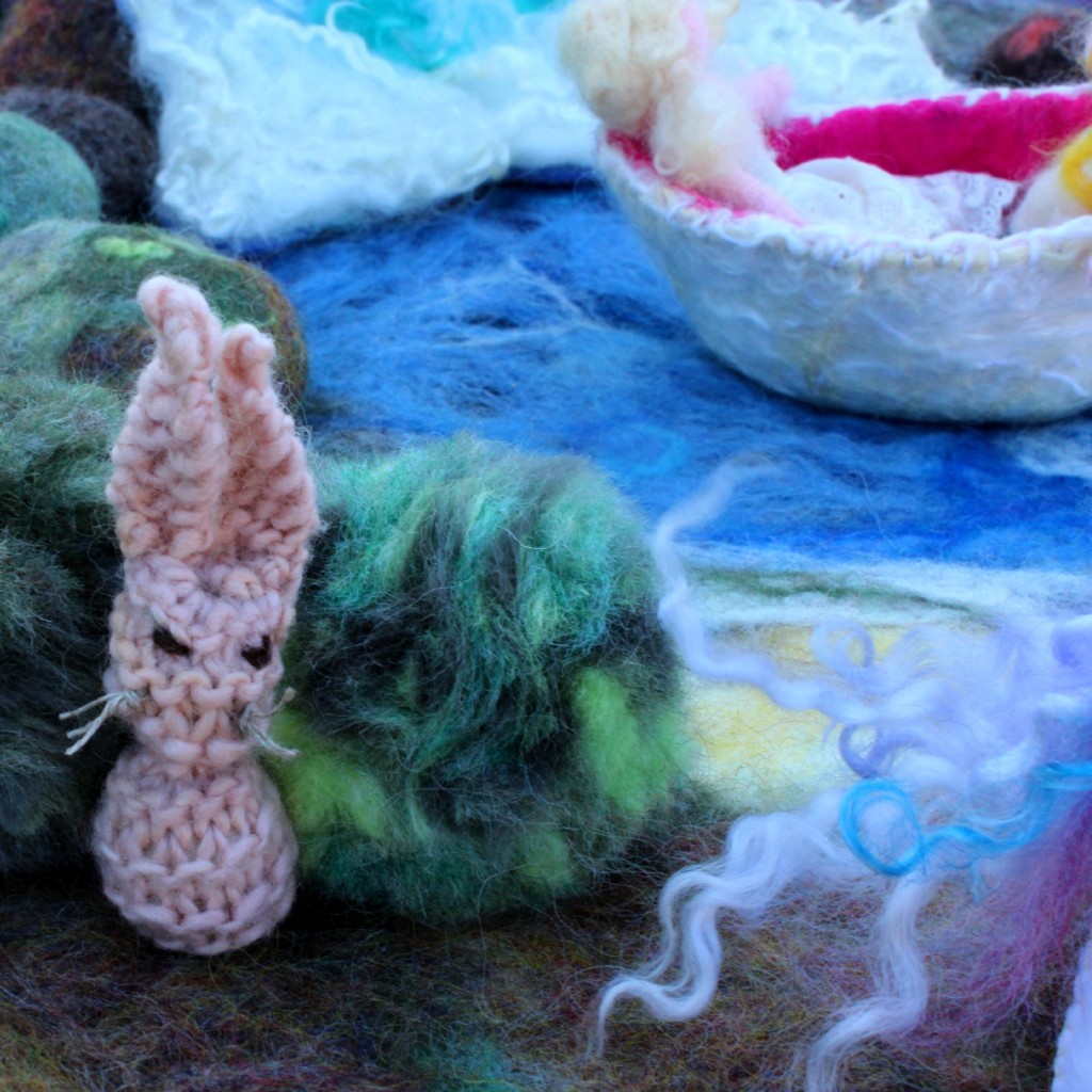 130213 Christine knitted a miniature bunny this morning