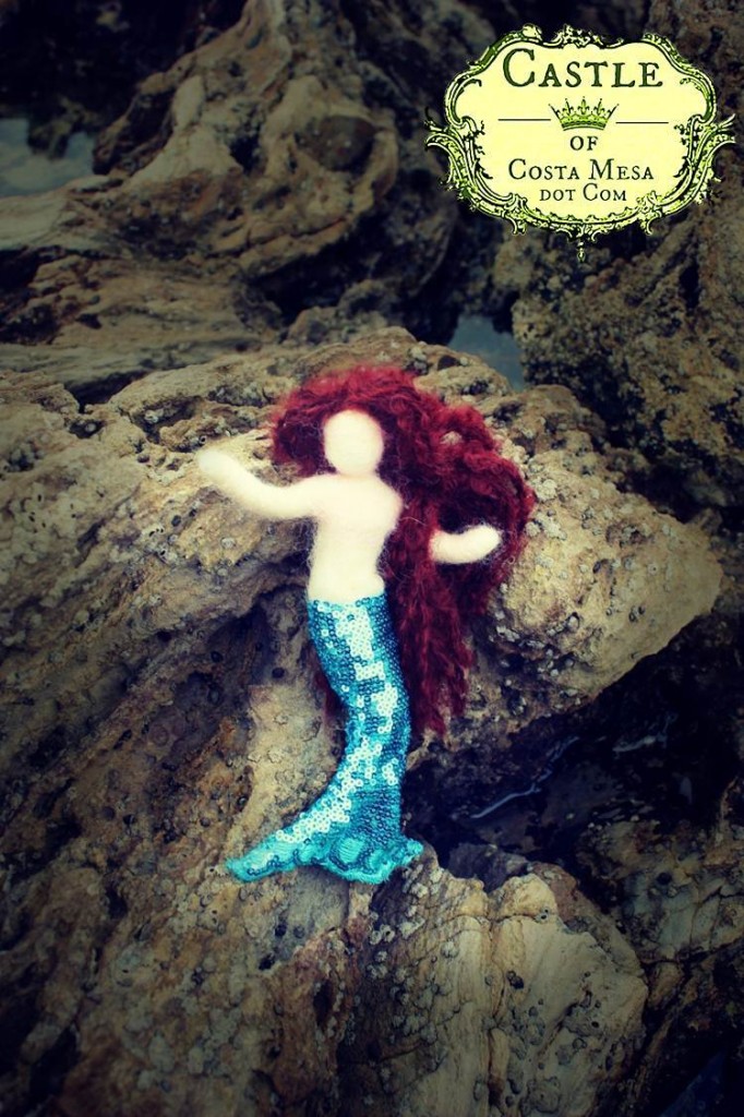 130219 Needle-felted auburn-brunette faceless mermaid doll 2