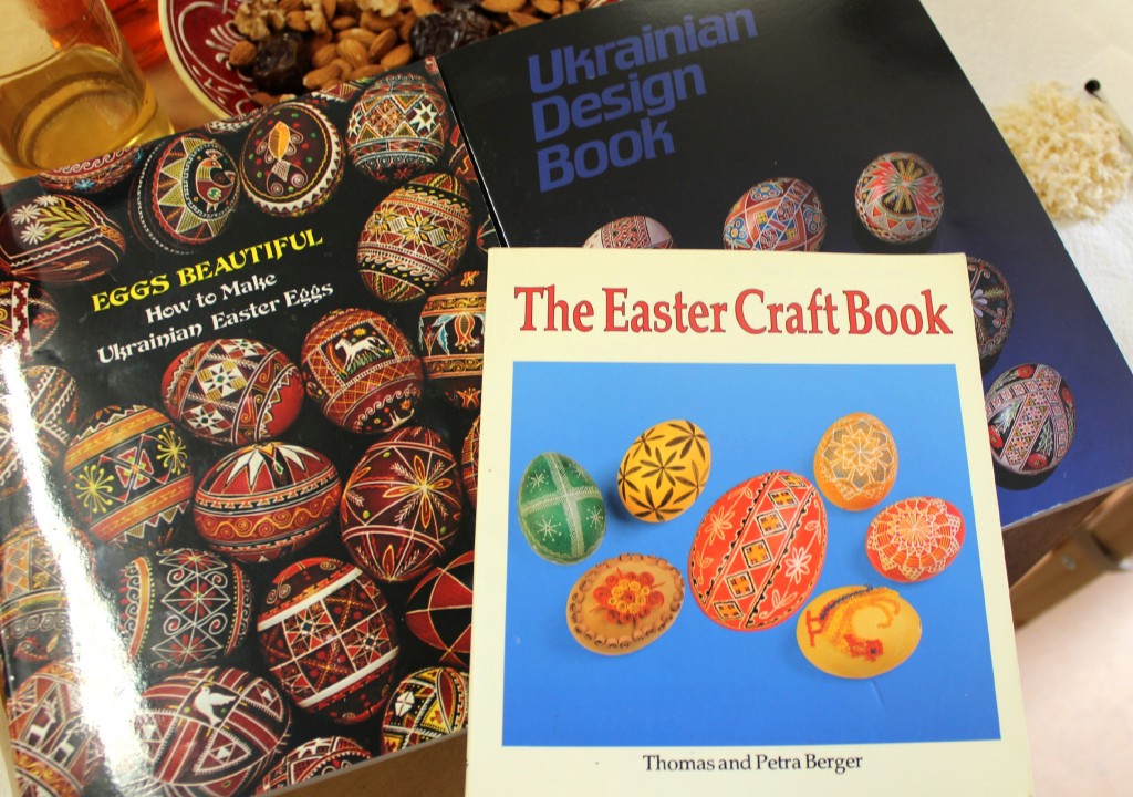 130320 Christine's books on Making Ukrainian Easter Eggs. The Easter Craft Book by Thomas and Petra Berger. Eggs Beautiful. Ukrainian Design Book.