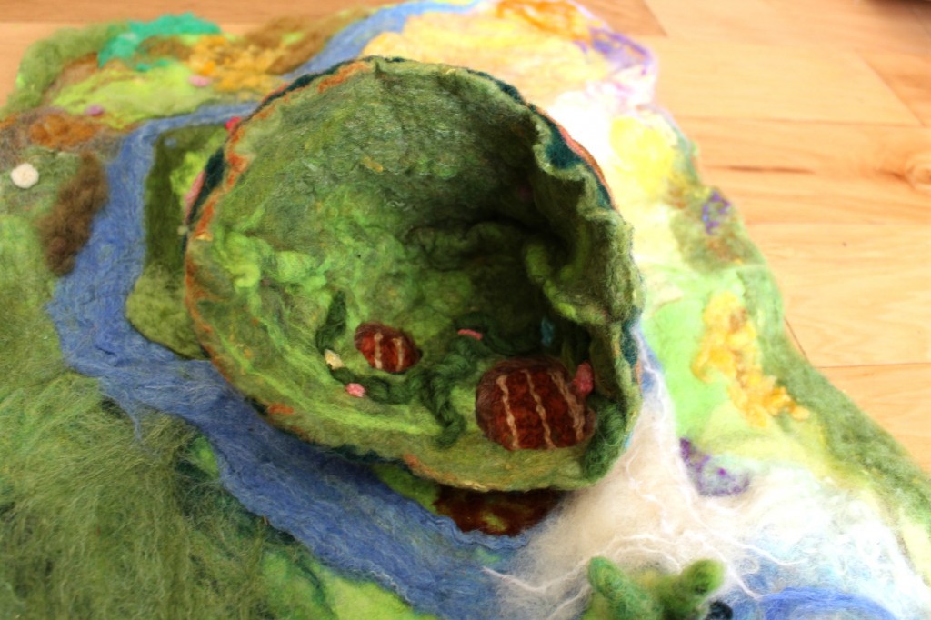 130498 Reversible felted Gnome Home under a hill