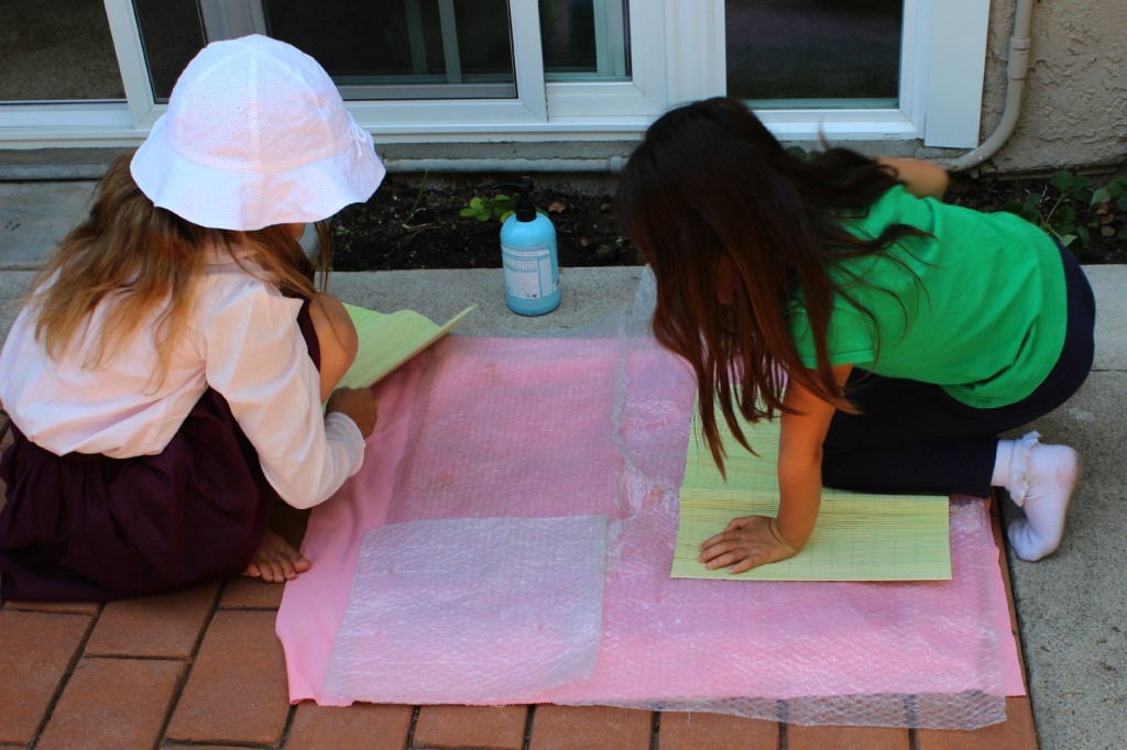 130403 Anicka and Nunu children wet-felting playscape.