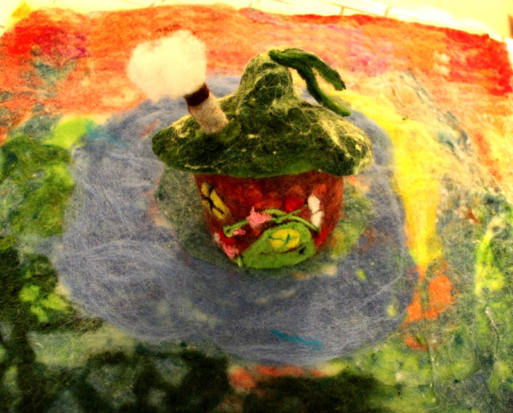 130403 Results of Anicka's first wet-felted playscape with cottage day 1