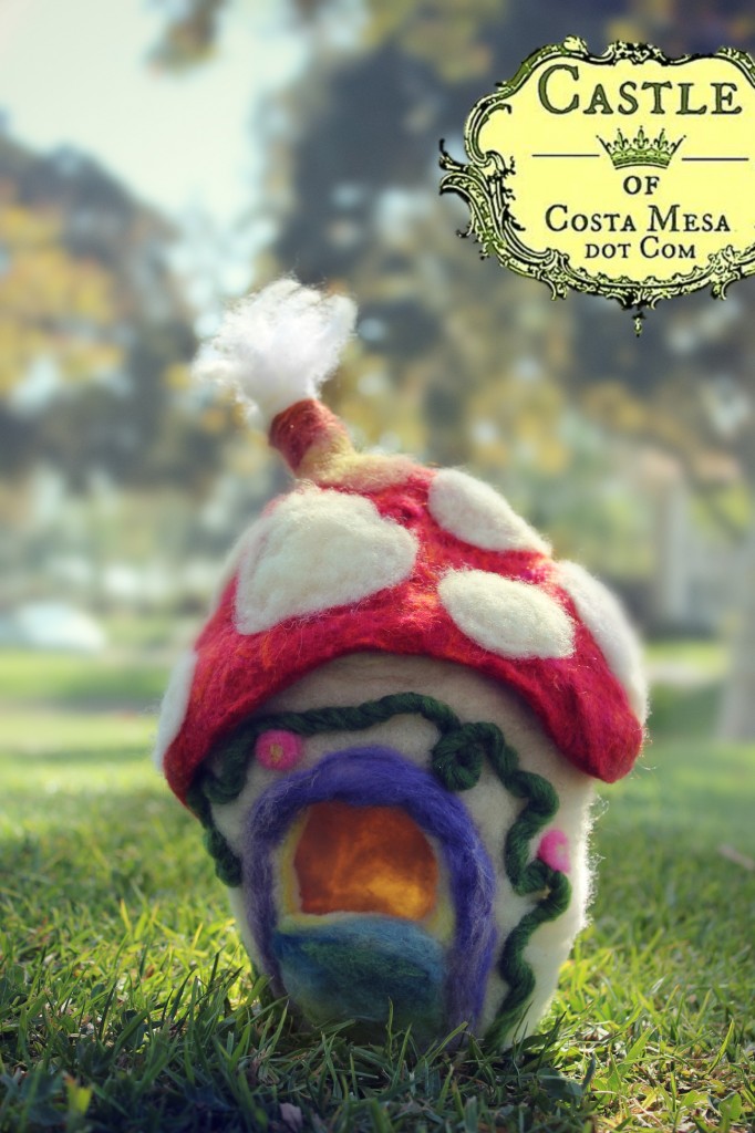 131109 Felt Mushroom gnome home front view Tanager Park