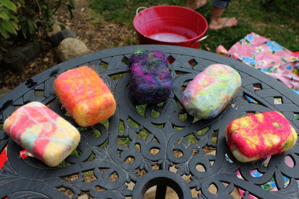 130501 First batch of wet-felted soap bars