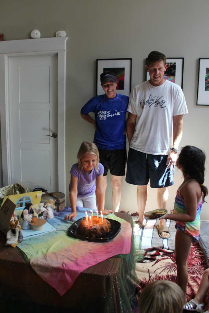 130712 Emily smiling over her birthday apple cake baked by daddy