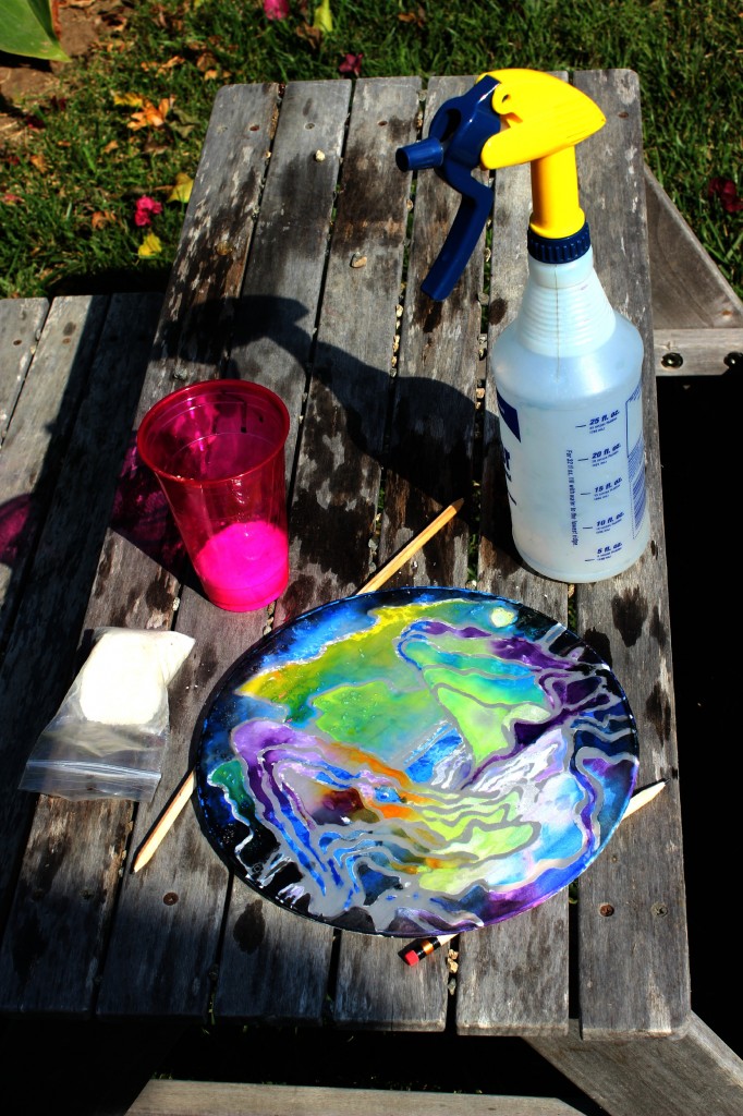 130910 Jzin's first silk painting drying in the sun