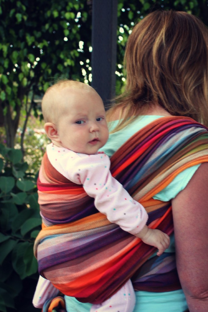 130918 Baby Ruby on Kim's back