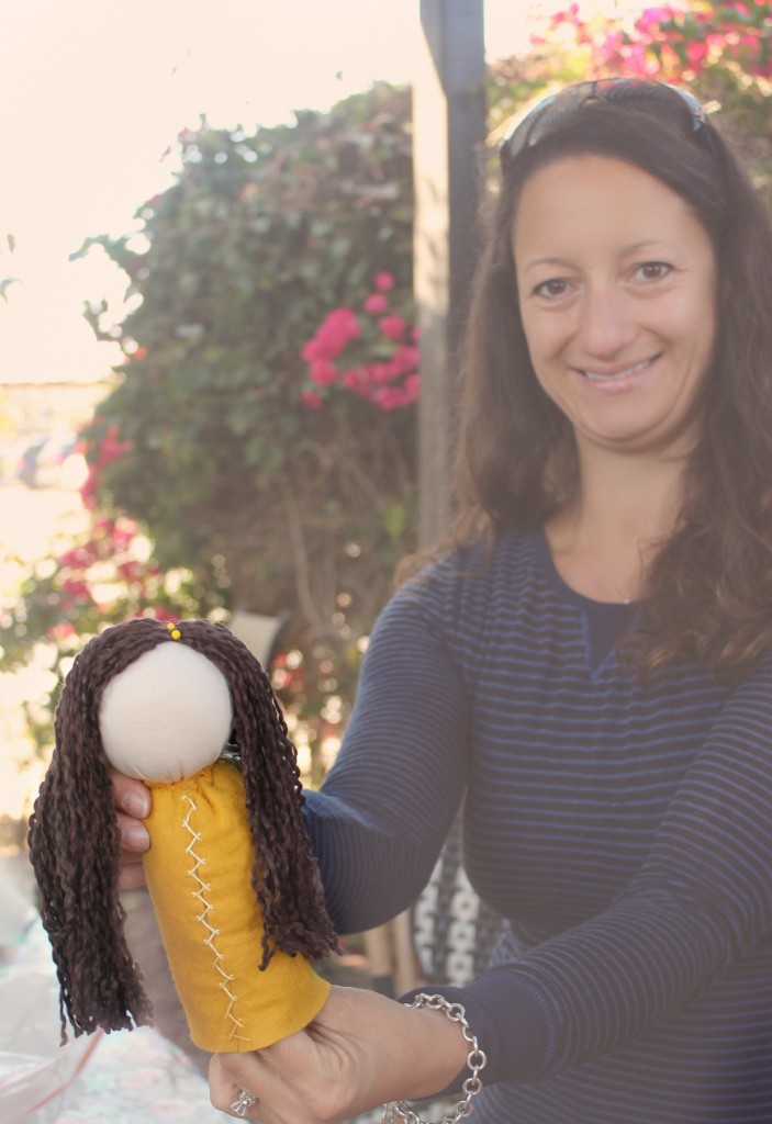 131001 Yasmine and her table top puppet doll herringbone stitch