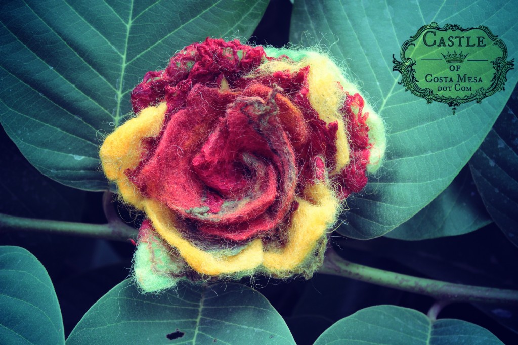 131007 Yasmine's wet-felted flower with logo