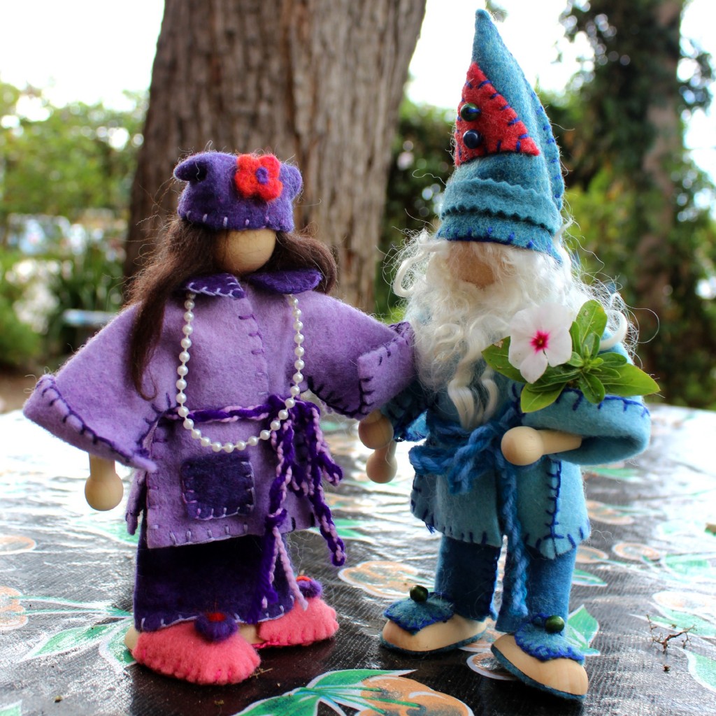 131119 Josephine's newly handmade girl gnome in purple and boy Winter gnome