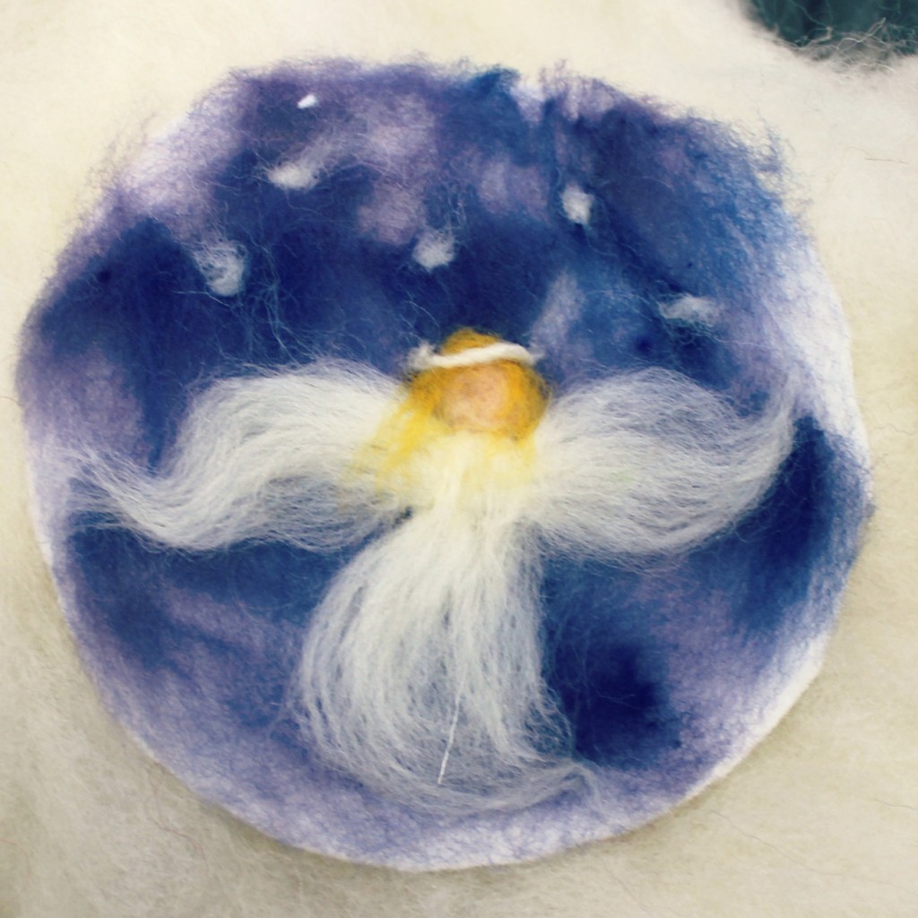 131203 Christine's needle-felted angel in a starry sky