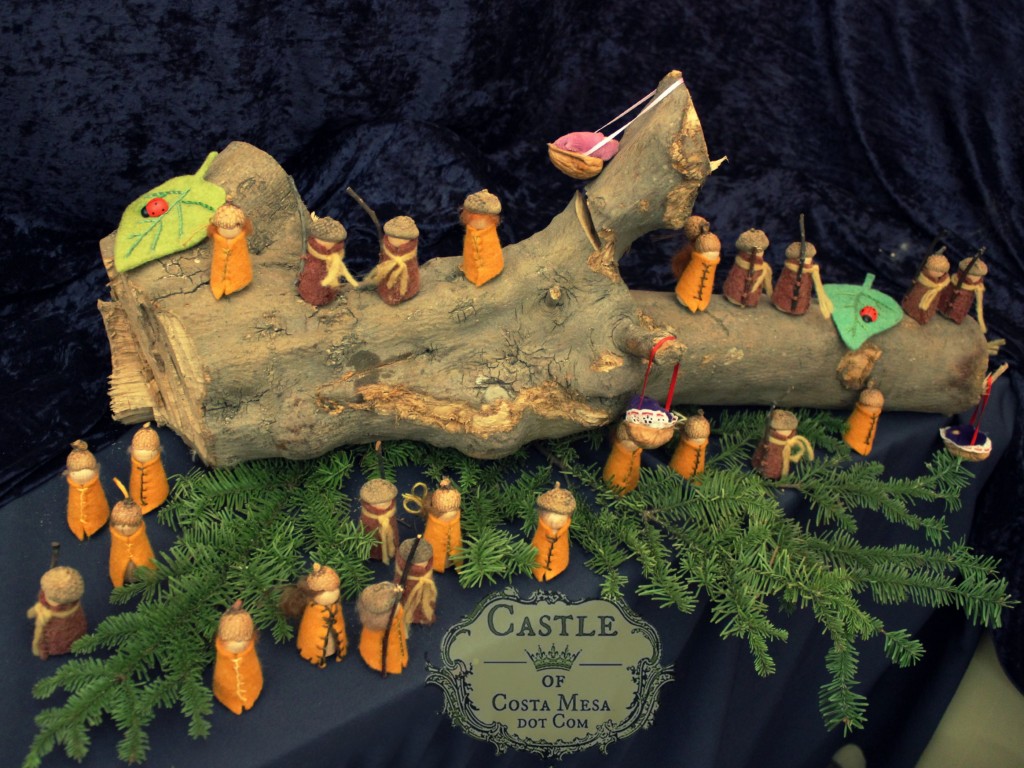 131207 Acorn gnomes on fallen maple tree log