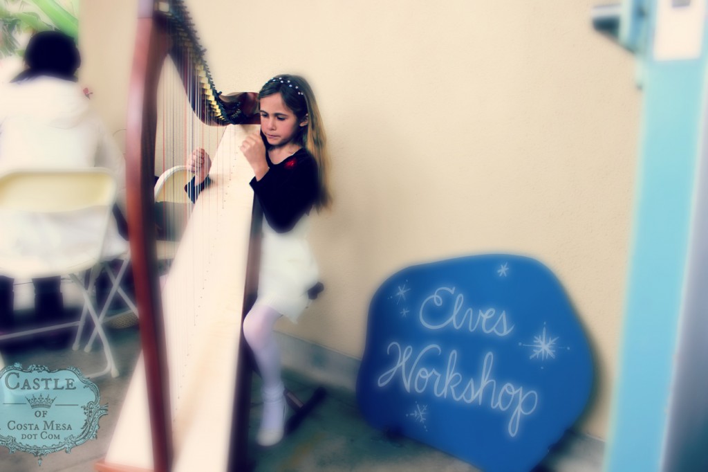 131207 Alyssa playing harp for Elves Workshop at Winter Festival