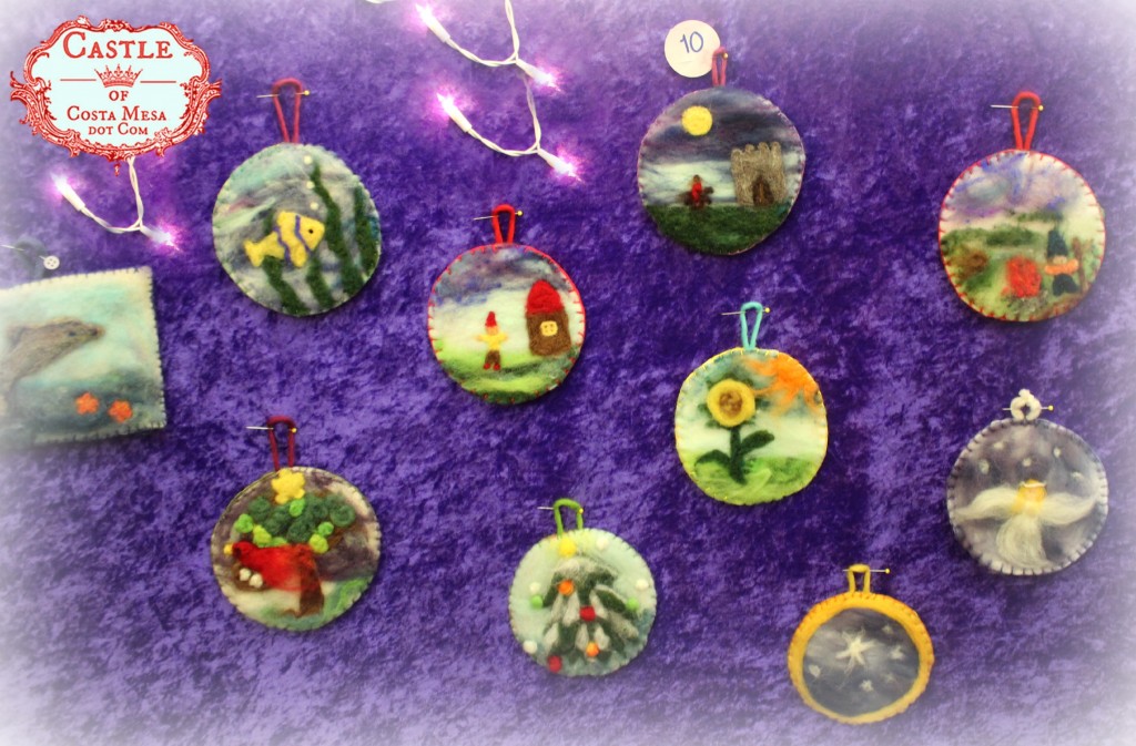 131208 10 tokens each for needle-felted picture Christmas tree ornaments