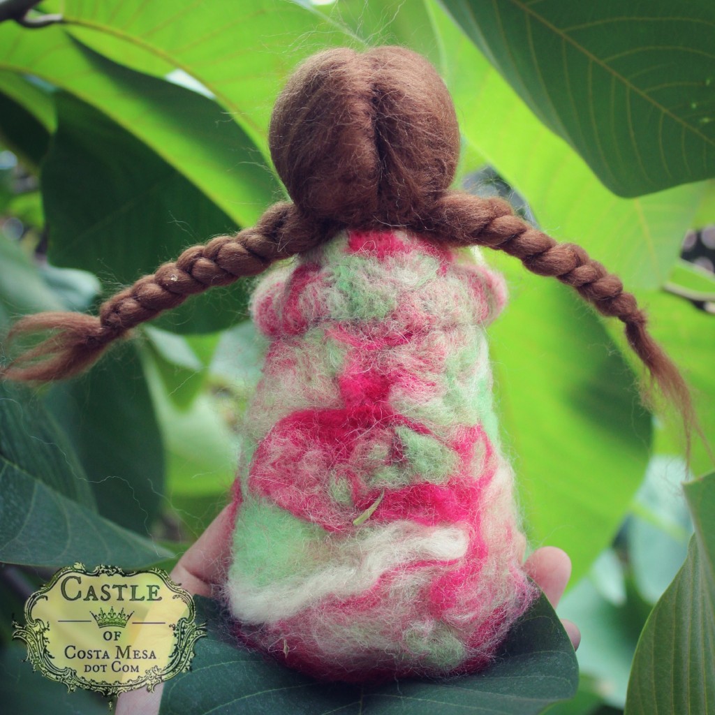 140121 Lisa's needle-felted guardian doll with brown long braids back view