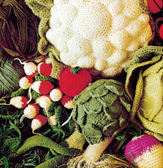 140124 Vintage Crochet Knitting Pattern Vegetables Amigurumi 70s Digital Download PDF