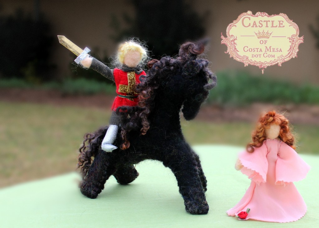 140210 The White Knight on Black steed chasing pink princess