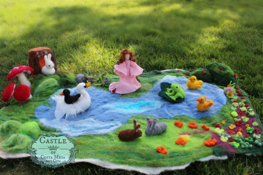140211 Gloria's lily pond playscape with pink princess, swans and frog prince