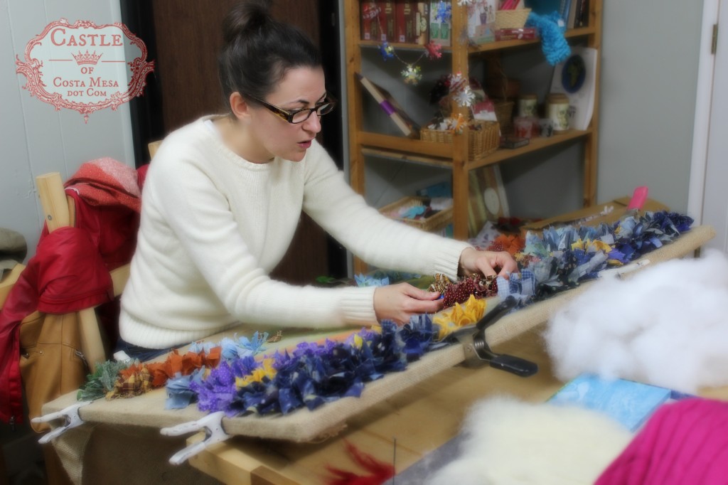 140211 Heather working on hooked rug