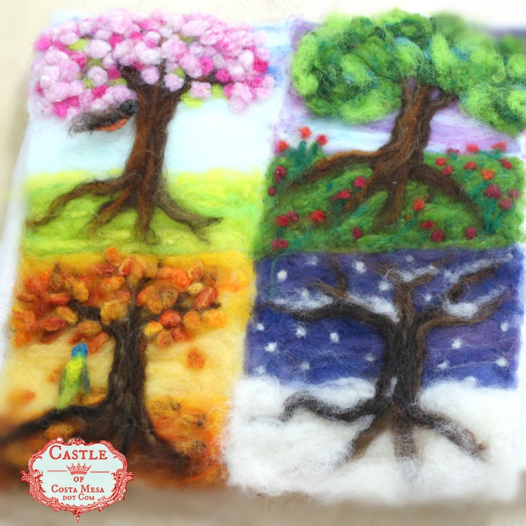 140211 Josephine's needle-felted 4 seasons tree pictures.