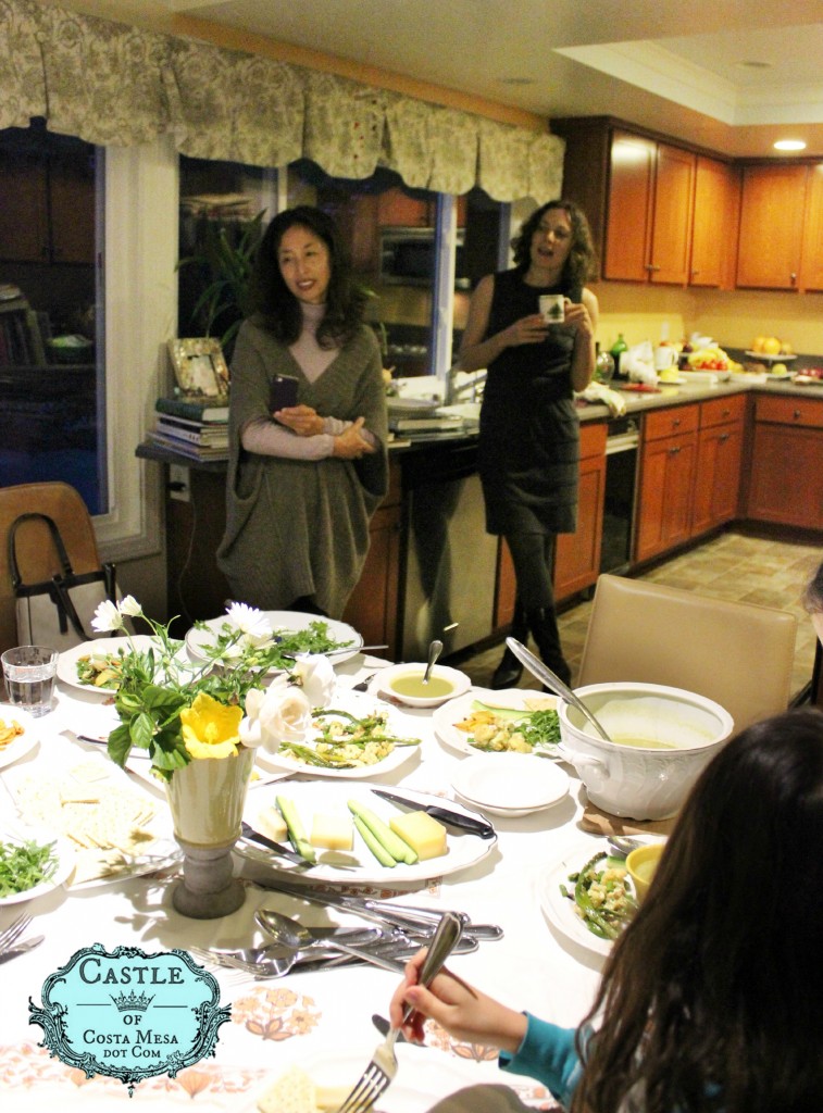 140301 Yuko and Alena watching the children enjoy their gourmet dinner prepared by Alena