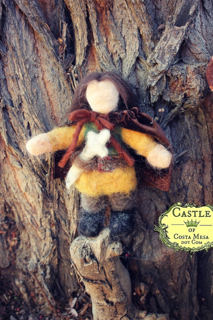 140310 6th Grader Hannah's needle-felted Hobbit prince with removable cape