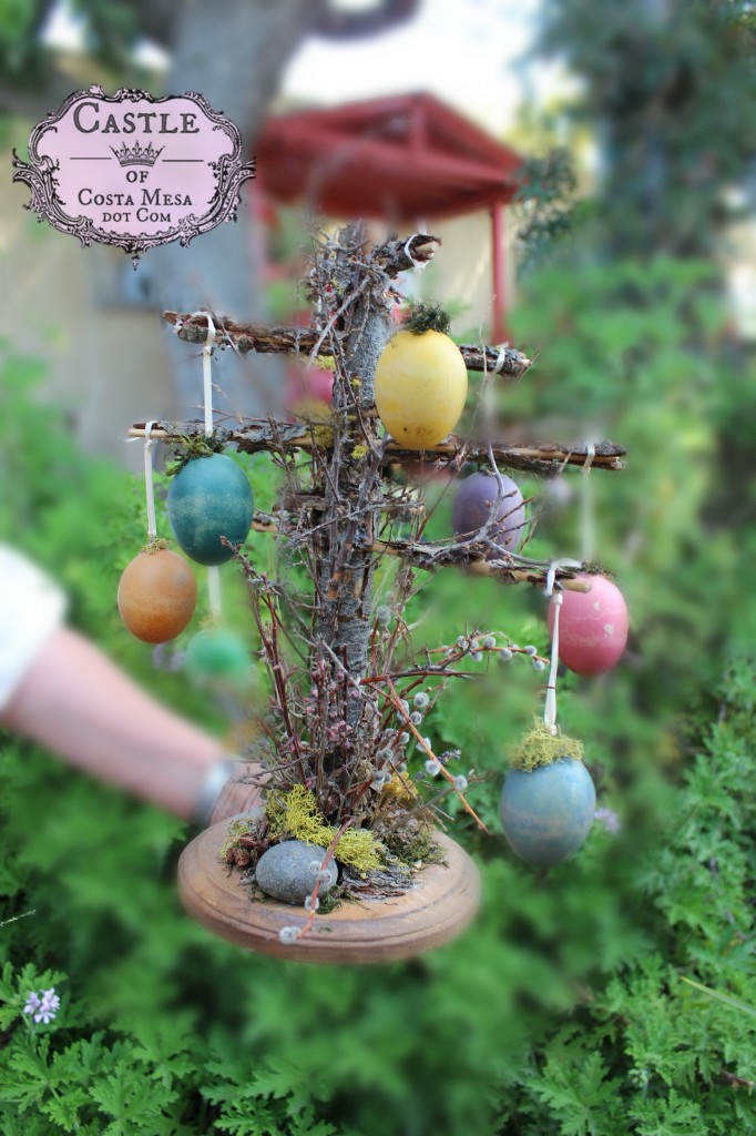 140408 Gisela's homemade rustic colorful Easter egg on tree decoration