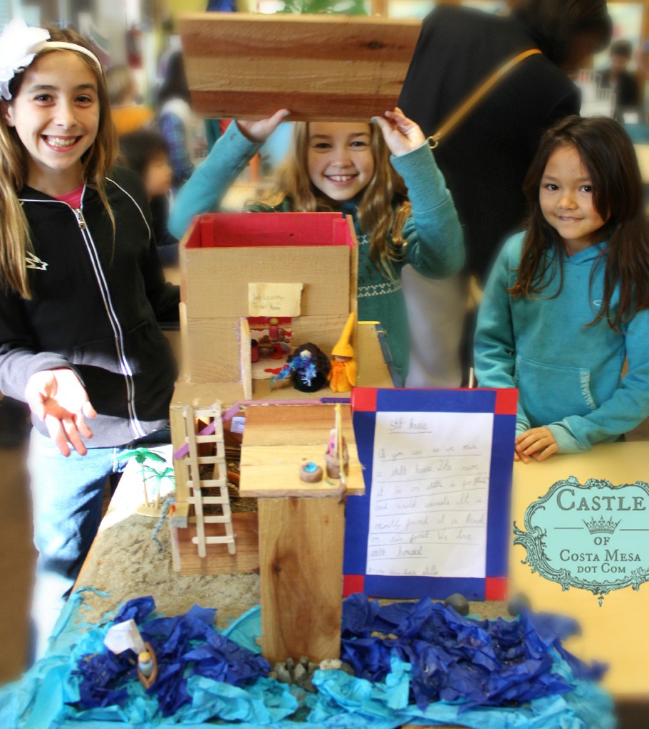 140224 Isabella, Stella and Nunu with their handmade stilt house Third Grade housing project 2