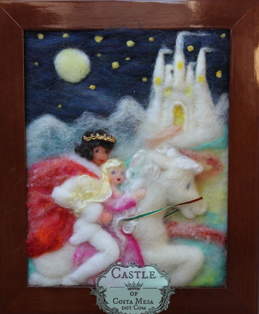 141005 The Wild Swans by Hans Christian Anderson Night Galloping on White Steed towards The Palace Needle-Felted wool picture by Castle of Costa Mesa