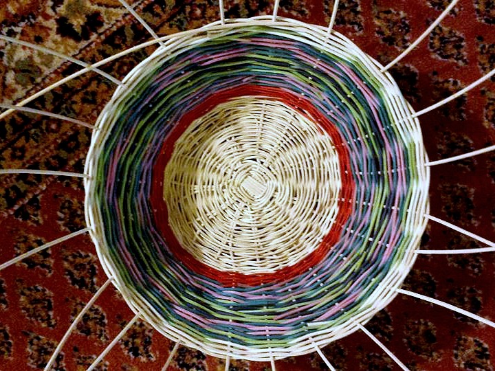 141029 Cathrine Ji's colorful handmade woven circular basket