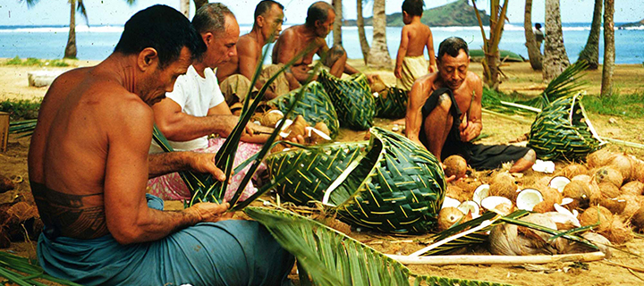 Samoan men making baskets by Melvin Ember
