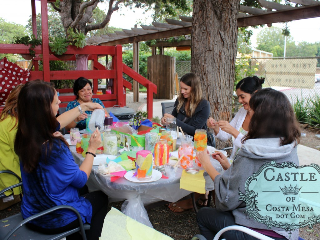 1411110 Mothers from Miss Catherine's Pre-kindergarten class volunteered to make mason jar lanterns