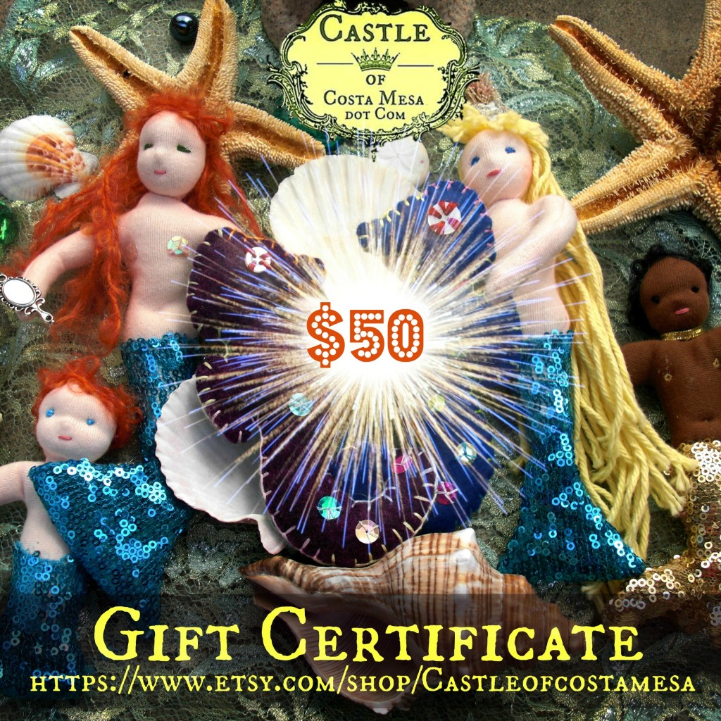 140927 Seahorse and Mermaid CastleofCostamesa.com Gift Certificate $50