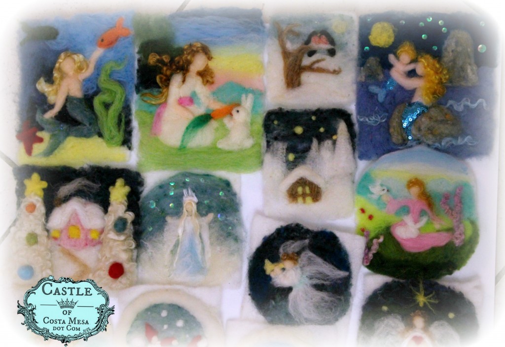 141130 Needle-felted wool pictures on prefelt for Winter Festival Elves Workshop.