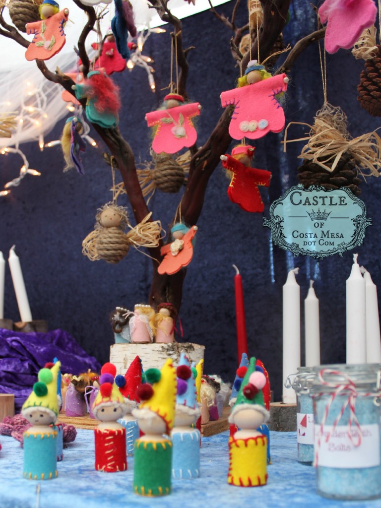 141208 Claudia's wooden peg gnome clowns with pompoms and blossom fairies.